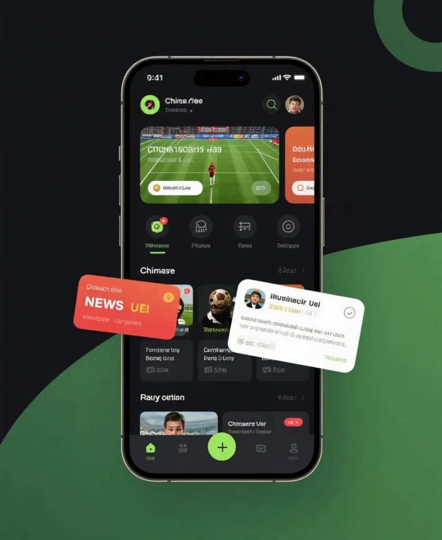 体育互动平台 App 界面示意